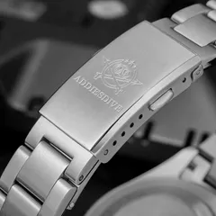 Addiesdive AD2084 signed clasp with side release button and micro-adjust holes