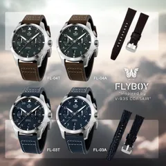 Wise Flyboy catalogue image showing FL-03A, FL-03T, FL-04A and FL-04T with leather and shark leather straps