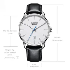 Cadisen C8173 dimension drawing (42mm, 11mm thick, 21mm strap, 220mm, 79g)