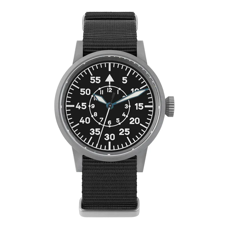Militado ML10 V2 with matte black Type B Flieger dial on black nylon strap