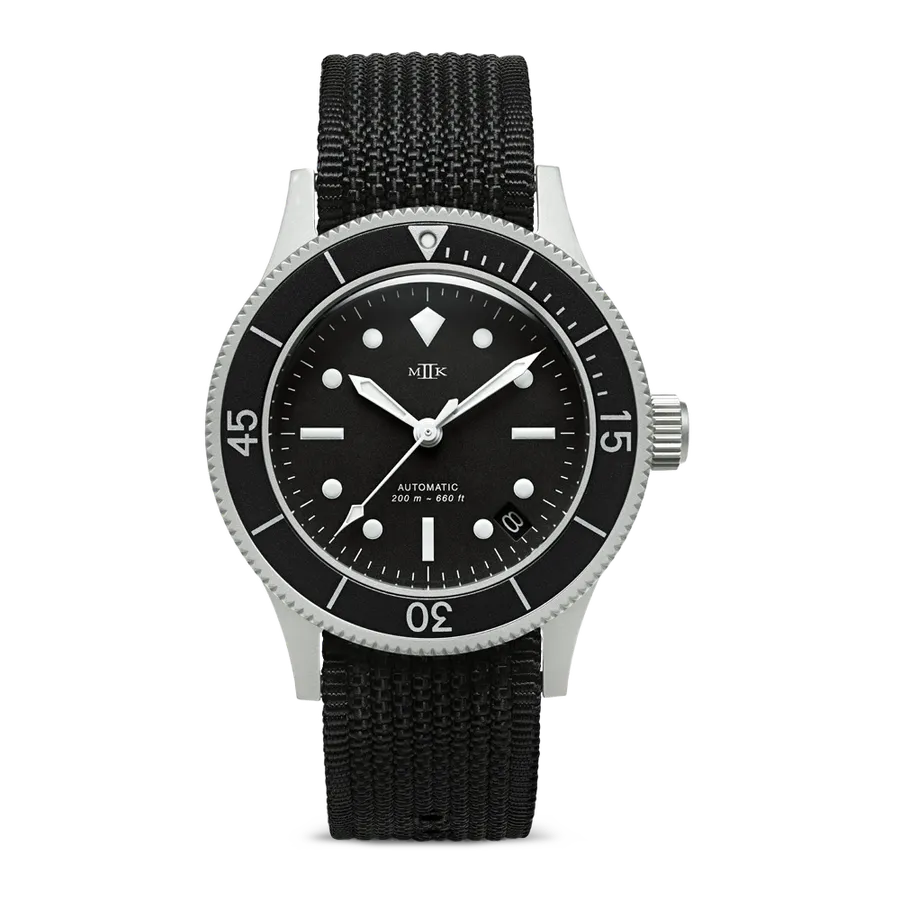 MKII Stingray II Keroman Date with aluminium bezel inlay on a black Nytex strap