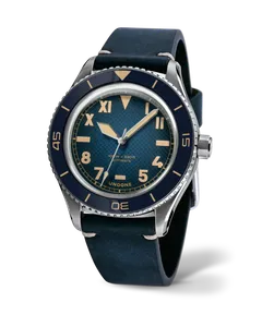 Undone Basecamp Cali Blue with blue gradient California dial and blue bezel on a blue leather strap