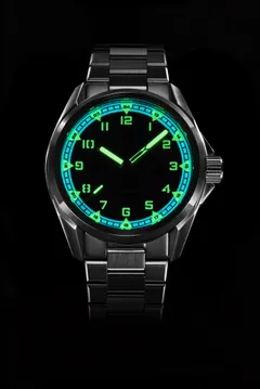 Zelos Swordfish Field 38mm SS lume shot (shared by the Mosaic MOP and Stonewash pages)