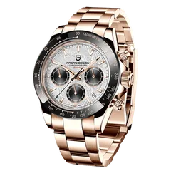 Pagani Design PD-1644 Gold Meteorite, rose-gold-tone case and bracelet with meteorite-pattern dial and black bezel