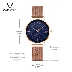 Cadisen C2035 dimension drawing (32mm, 6.5mm thick, 14mm strap, 40g)