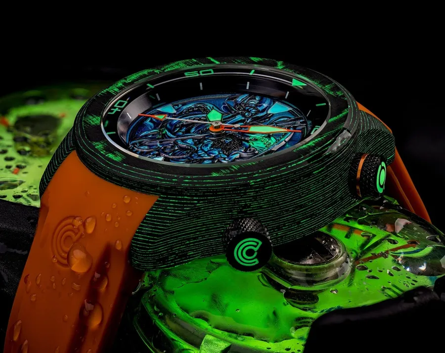 Ocean Crawler Lumed Carbon Fiber prototype, Kraken vs. Neptune dial