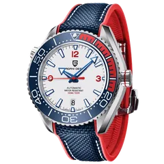 Pagani Design PD-1679 with white dial on blue and red nylon strap