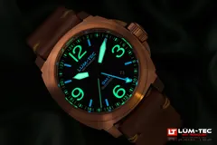 Lüm-Tec M94 Bronze Date GMT lume shot