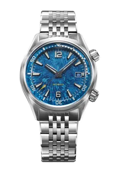 Zelos Helmsman SS, blue crystallised titanium guilloché dial