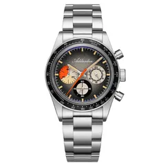 Addiesdive AD2551 chronograph with black-to-grey gradient dial and black bezel