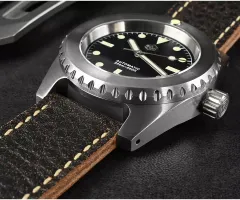 San Martin SN029-G2 on brown leather strap, case and notched bezel