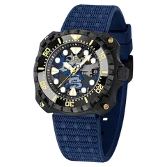 Pagani Design PD-YN009 with black-coated case and blue camouflage dial on blue strap