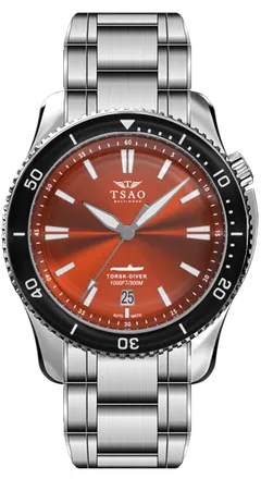 Tsao Baltimore Steel Torsk-Diver Camden Orange on the steel bracelet
