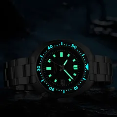 Addiesdive AD2524 in the dark, markers, hands and bezel numerals glowing