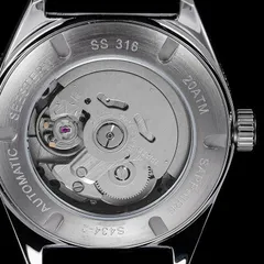 Seestern S434-2 display caseback showing the NH35 movement