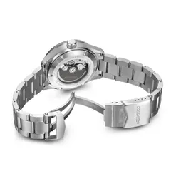 Aquatico Sea Star V2 display caseback with Sellita movement and bracelet clasp