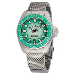 Islander Hudson Harpoon Diver with sea green gradient dial and matching sapphire bezel on mesh bracelet