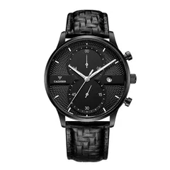 Cadisen C9055 all black on a black leather strap
