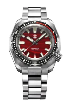 Zelos Hammerhead V3 300m Ti, red tiger's eye stone dial