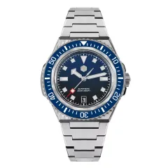 San Martin SN0146-G 41mm diver with gradient blue dial, blue ceramic bezel and date at 6 on bracelet