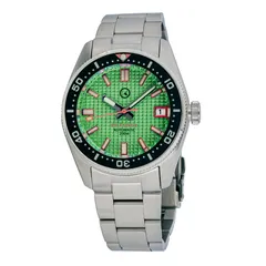 Islander 38mm dive watch ISL-126 with mint green waffle dial and coral red accents