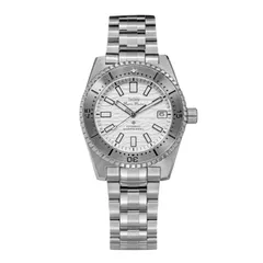 Thorn SHY042 with textured white dial and steel bezel on the steel bracelet