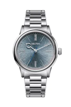 Selten Grand Feu Enamel Spiral Moonstone on steel H-link bracelet