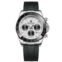 Pagani Design PD-1664 with steel case and meteorite-pattern dial on rubber strap