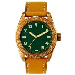 San Martin SN061-T 41mm carved bronze diver, california green dial, no date, on leather strap