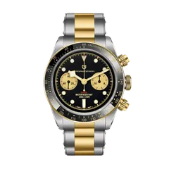 Pagani Design PD-1718 chronograph in two-tone Gold with black dial and gold sub-dials on Oyster bracelet