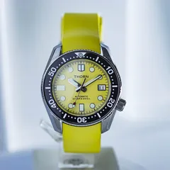 Thorn SHY019 with yellow dial and black bezel on a yellow rubber strap