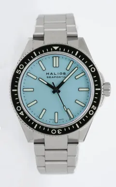 Halios Seaforth IV with rotating elapsed-time bezel, Pastel Blue dial on titanium bracelet