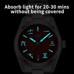 AddiesKIN K011 lume shot, hands and hour markers glowing blue