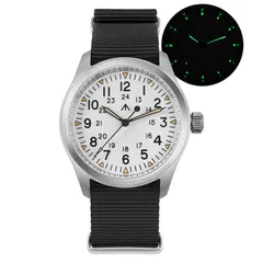 Militado ML08 (VH31) with white field dial on black nylon strap
