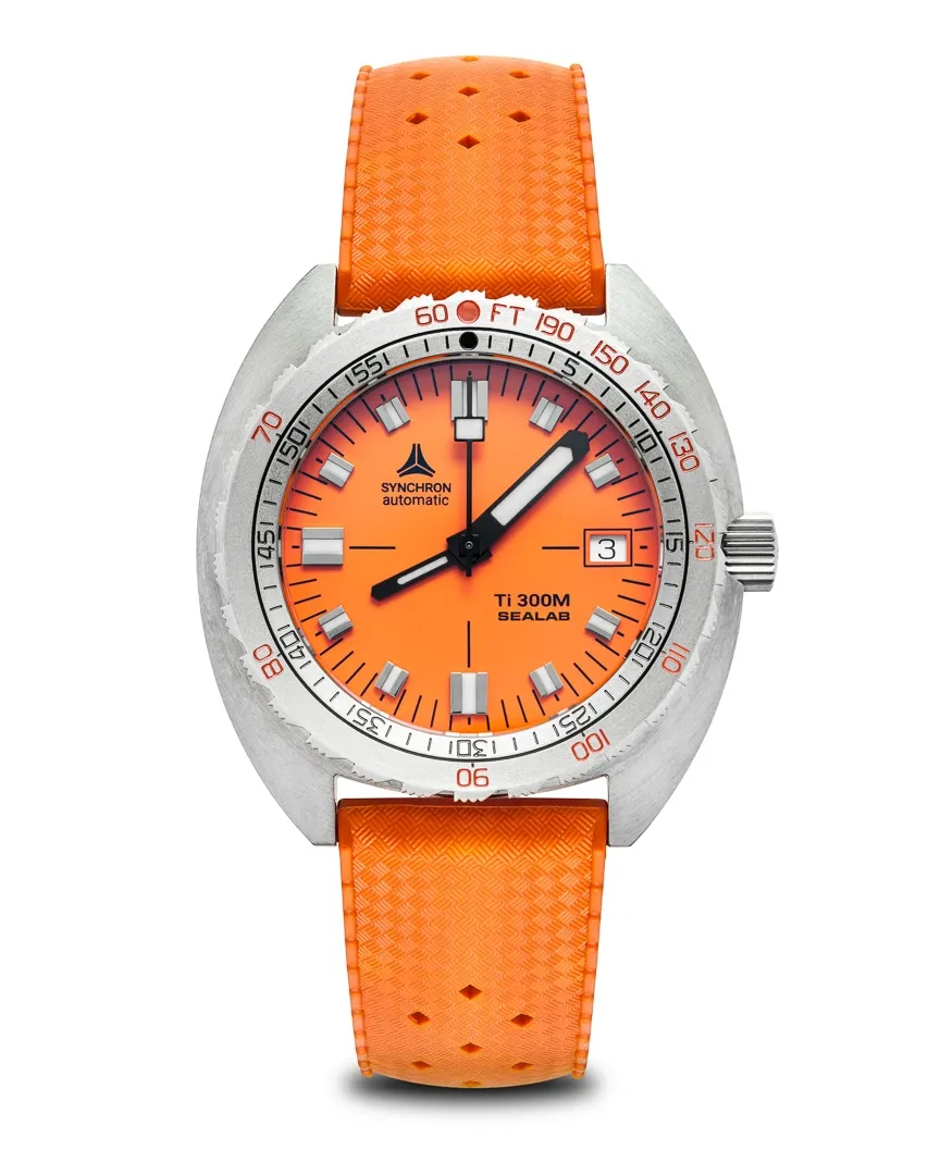 Synchron Ti300M SEALAB, orange dial, titanium case, on orange Tropic strap