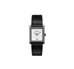 echo/neutra Rivanera Piccolo with white guilloché dial and date at 6 on black shell cordovan strap