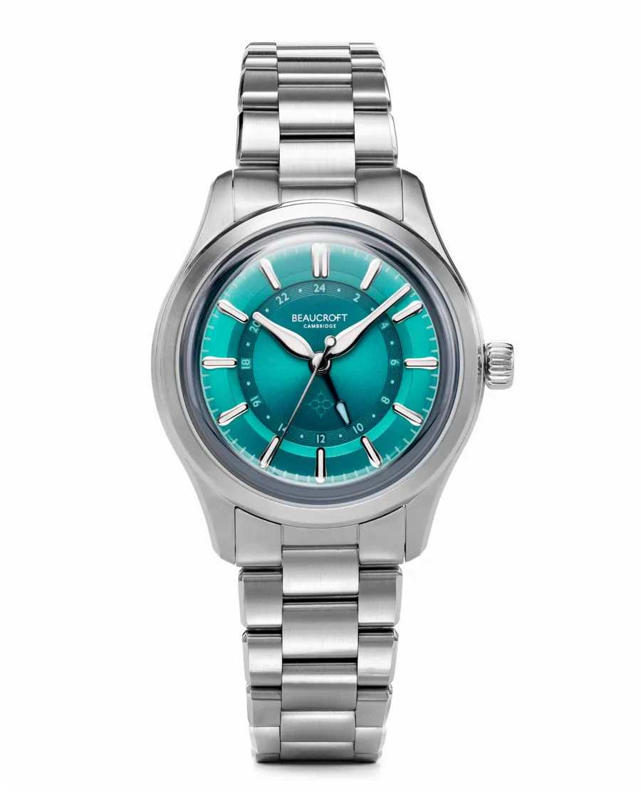 Beaucroft Contour GMT Tropical Teal on steel bracelet