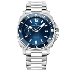 Pagani Design PD-1820 with blue dial and blue bezel on steel bracelet