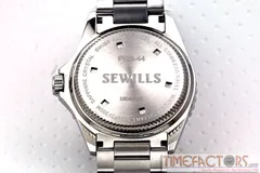 Engraved screw back of the Timefactors Sewills Professional Diver PRS-44