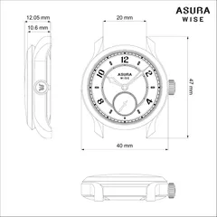 Wise Asura case drawing (40mm case, 47mm lug to lug, 20mm lugs, 12.05mm height)