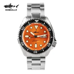 Heimdallr SKX007 with sunburst orange dial on 3-link bracelet
