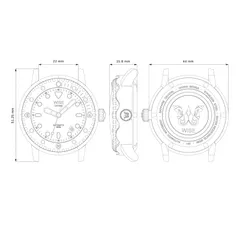 Wise Diving case drawing (44mm case, 51.25mm lug to lug, 22mm lugs, 15.8mm height, solid caseback)