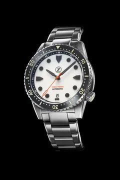 Zelos Mako V3 300m Ti, fully lumed white dial, black ceramic bezel