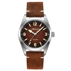 Addiesdive AD2544 with brown dial on a brown suede-finish leather strap