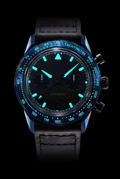 Zelos Starfighter ZircTi Chronograph lume shot