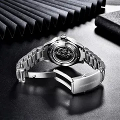 Pagani Design PD-1667 display caseback showing a Seiko NH35A rotor, with signed fold-over clasp