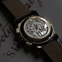 Mercer Brigadier Chronograph stamped steel caseback with a portrait of Hugh Mercer