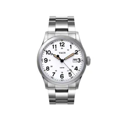 Vaer S3 Calendar Field White 36mm on steel bracelet