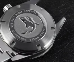 San Martin SN051-G screw-down caseback with shark logo, marked SUB-0051 and NH35A
