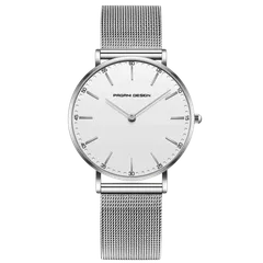 Pagani Design PD-1802L with white dial, steel-tone case and mesh bracelet